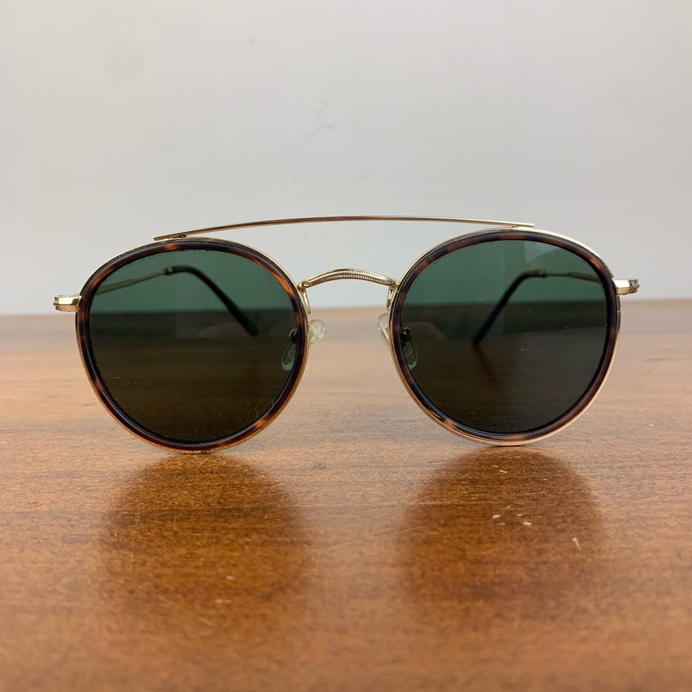 SOJOS SJ1104 C2 JL Round Aviator Sunglasses Tortoise Green Lenses 50-24-145